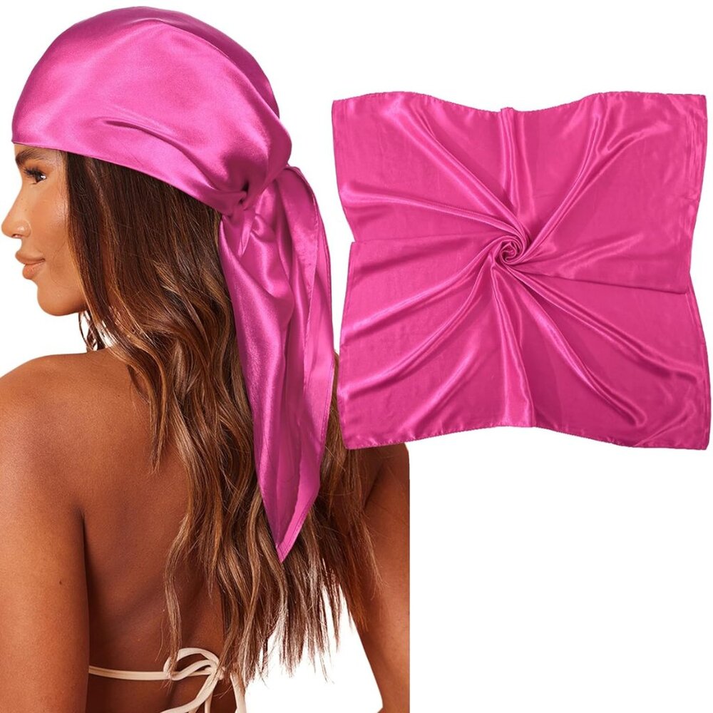 Large Pink Satin Headscarf